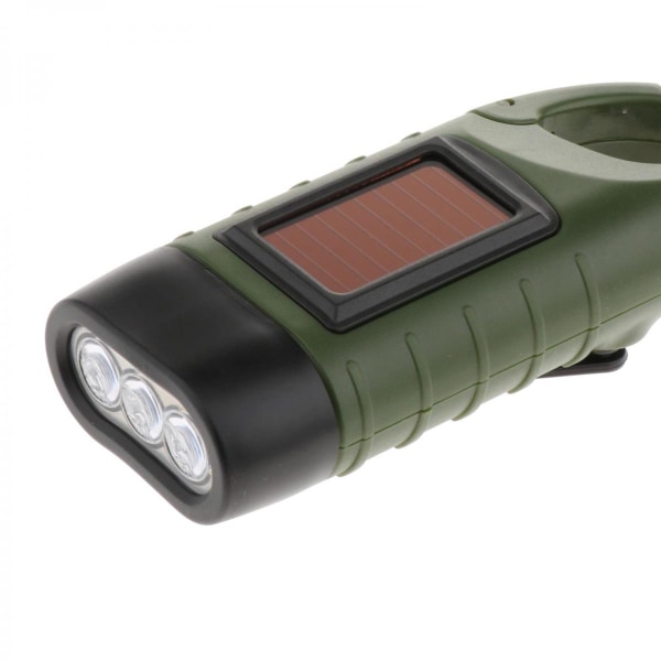 Handvev Soldriven LED-nödficklampa Survival Camping Vandring Grön