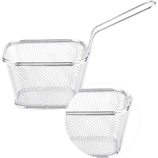 Serveringskorg / Fransk Frites Korg, 10,5 * 6,5 * 8,5 Cm, Silver