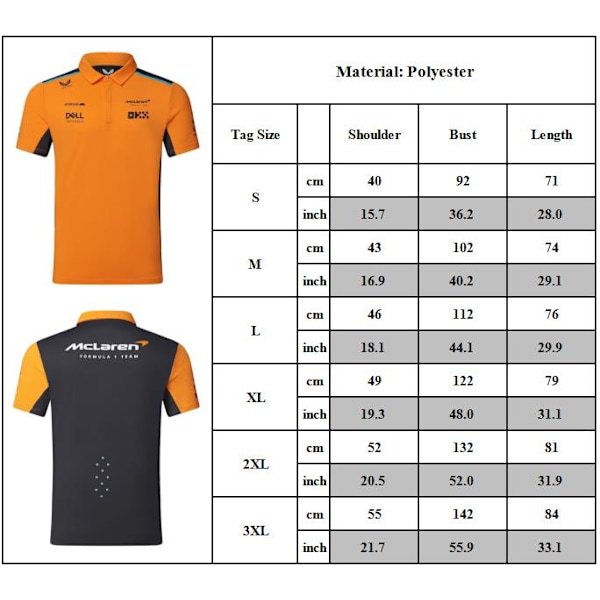 McLaren Ny F1 Racing Overall Gul Kortärmad Topp Pikétröja Team Herr T-shirt S