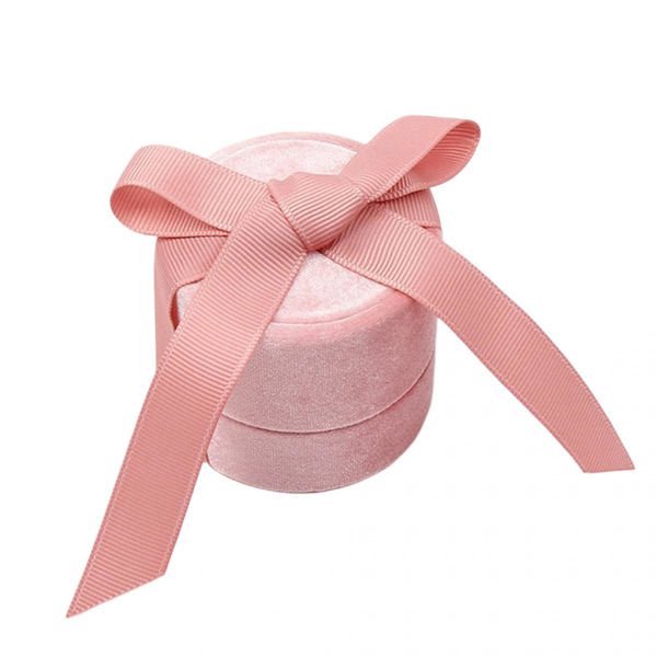 Smyckeskrin i sammet, bågformade ringar, halsband, S-ring, display, förvaringsställ, rosa