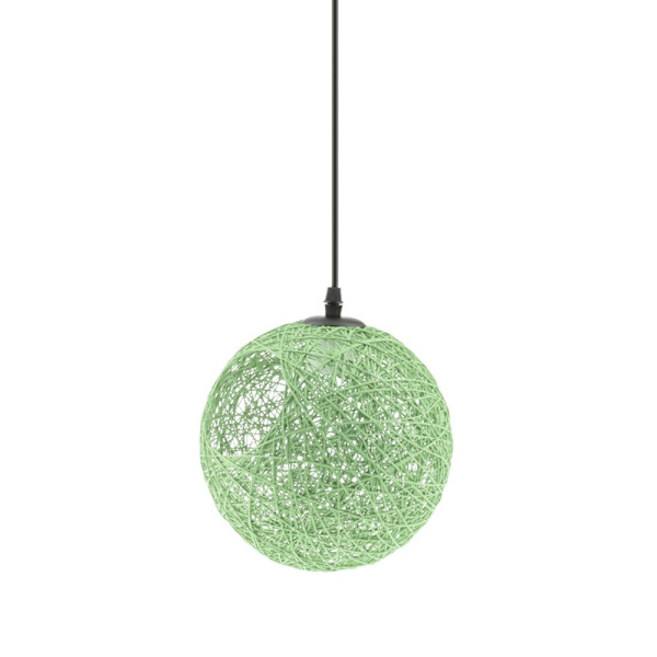 Taklampa i rotting med ballongform, hål, 20 cm, grön