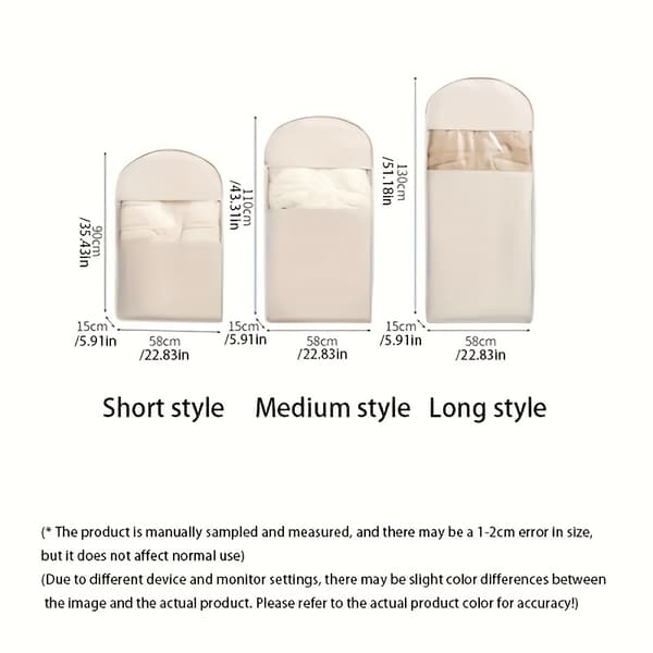 [RM]3-size beige compression hanging bag for clothes, vacuum sealed storage bag saves 40% space, for coats winter wardrobe S M L