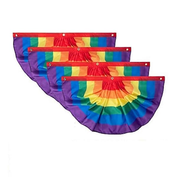 4-delt regnbue Pride-bunting, regnbue Pride-plisseret vifteflag-banner, LGBTQ, parade, udendørs fejring