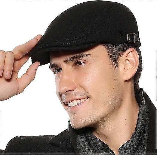 Herre Flat Beret Lue Justerbar Flat Hatt Høst Vinter