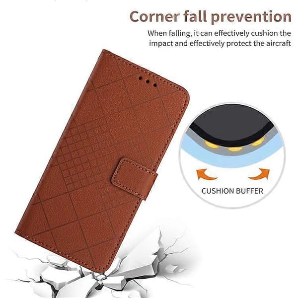 Kompatibelt plånboksfodral för Samsung Galaxy A17 med präglat PU-läder och flip-design Brown