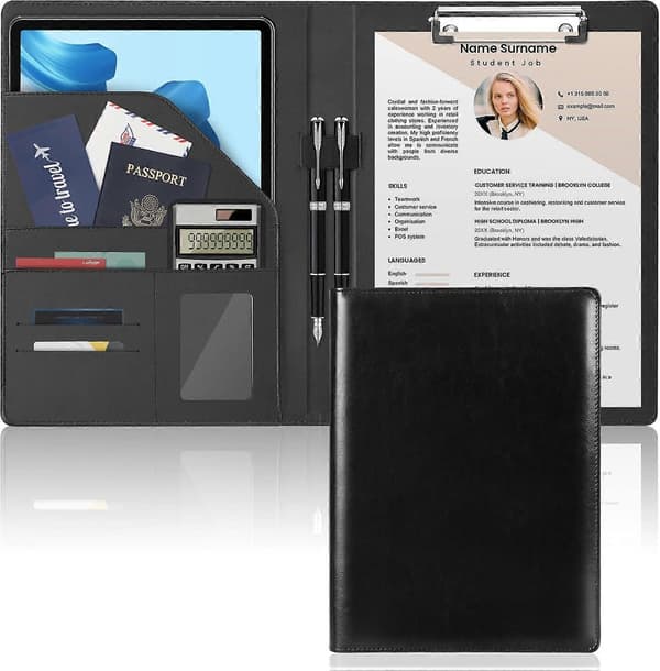 [RM]A4 Meeting Folder Business Document Portfolio with Clipboard, Document Pocket, Card Holder, Office Work Pocket (Black)