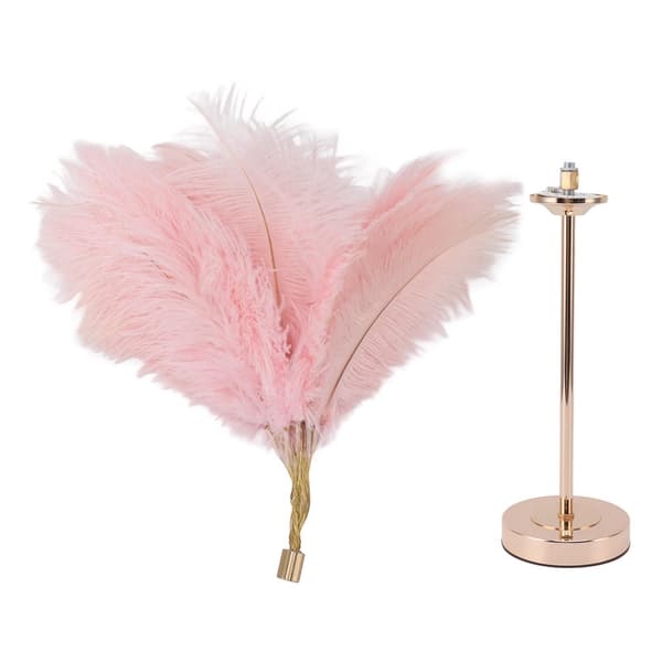 [RM]Pink Feather Table Lamp USB Rechargeable Touch Control Desk Lamp 30 Pcs Built-in Battery