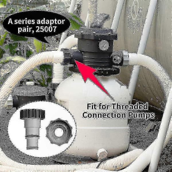 2-pak gevindskåret poolpumpe slangeadapter sæt kompatibel med Intex og AruPools