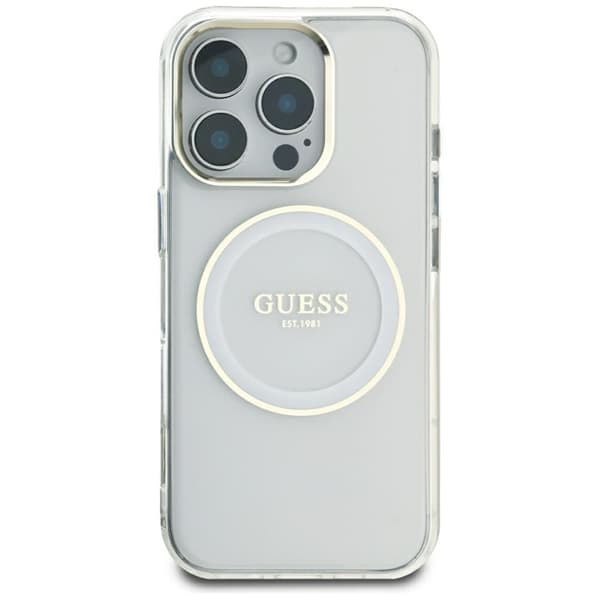 Guess Mobilcover til iPhone 16 Pro Max MagSafe Metal Circle Logo - Hvid Vit 50