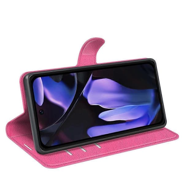 [RM] Litchi læder-telefonetui til Google Pixel 9a Red gold For Google Pixel 9a