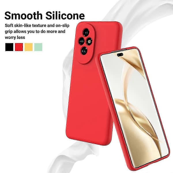 [RM] Ensfarvet flydende silikone-cover med stødabsorbering Red For Honor 200