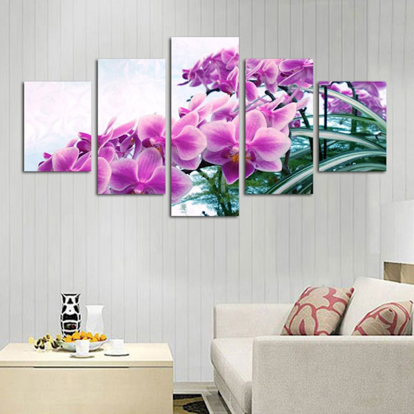 5 Delar Modern Canvas Print Orkidé Väggkonst Bild Målning 40/60/80cm