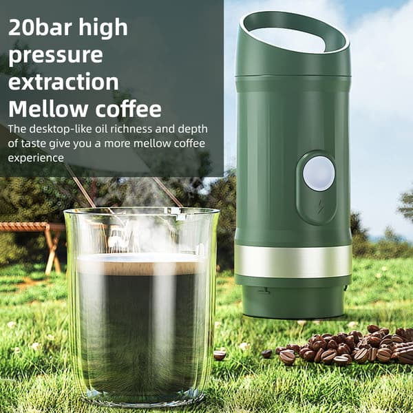 [RM]Portable Mini Espresso Machine: Cordless, Hot and Cold Brew, 85ml Single Serve with 3-In-1 Compatibility, 20 Bar Pump Pressure