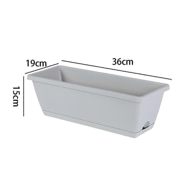 2x Rektangulära blomlådor för inomhusväxter, balkong, trädgårdsdekor - Blomkrukor med dränering Light Grey
