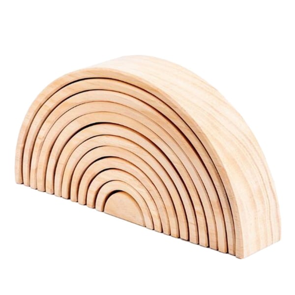12x Trä Regnbåge Klossar Båge Stapling Nesting Barn Hand-öga Pussel Leksak B