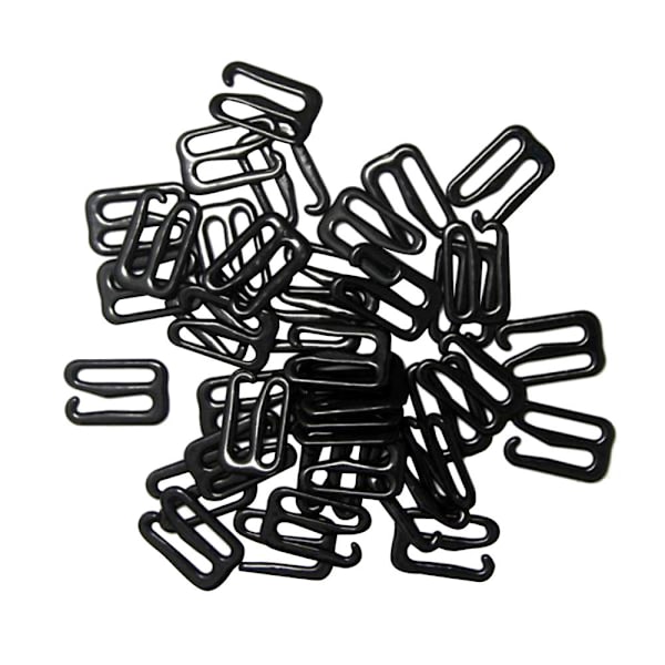 100x Svarta Metall Underkläder Beslag Sömnadsklämma Hake Ögla 15mm