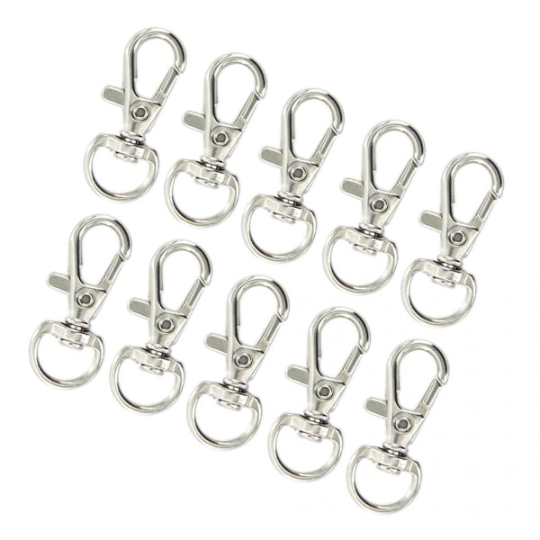Phenovo 10st Vridbar Karbinhake Nyckelring Silverfärg 12mm x 30mm
