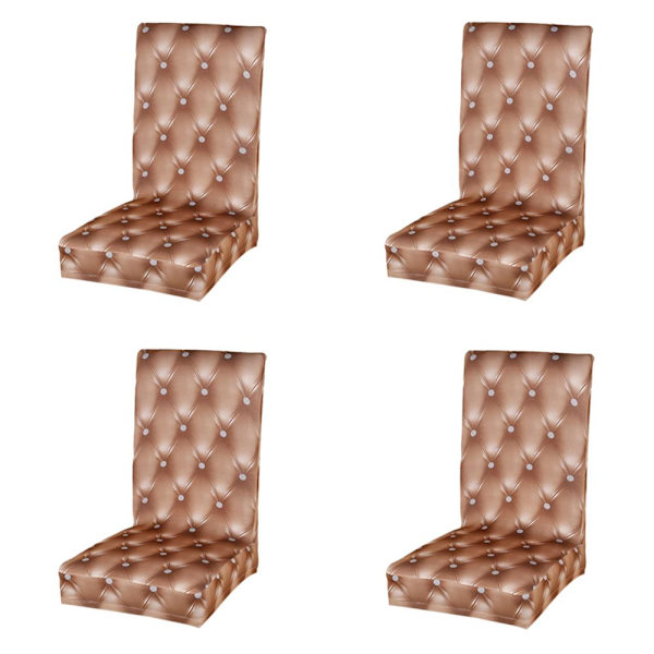 4 st Stretch Elastisk Stolsdynöverdrag Champagne