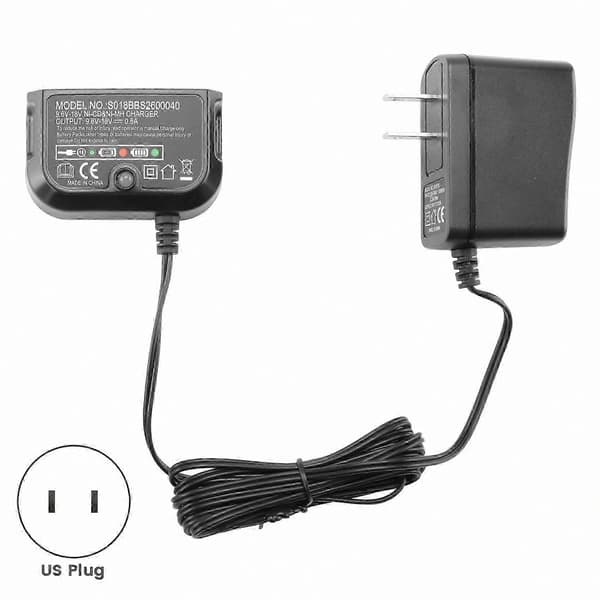 Black & Decker 9.6V-18V Batterioplader Erstatning for A12, HPB-serien, US-stik Black