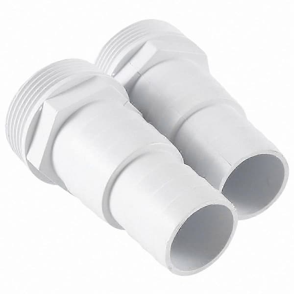2-pak slangeadapter, 1-1/2\" & 1-1/4\" han, 3-vejs skiveforbindelse til spabade og swimmingpools White