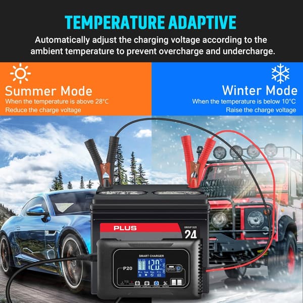 [RM]20A Intelligent billader for 12V og 24V batterier Automatisk lading