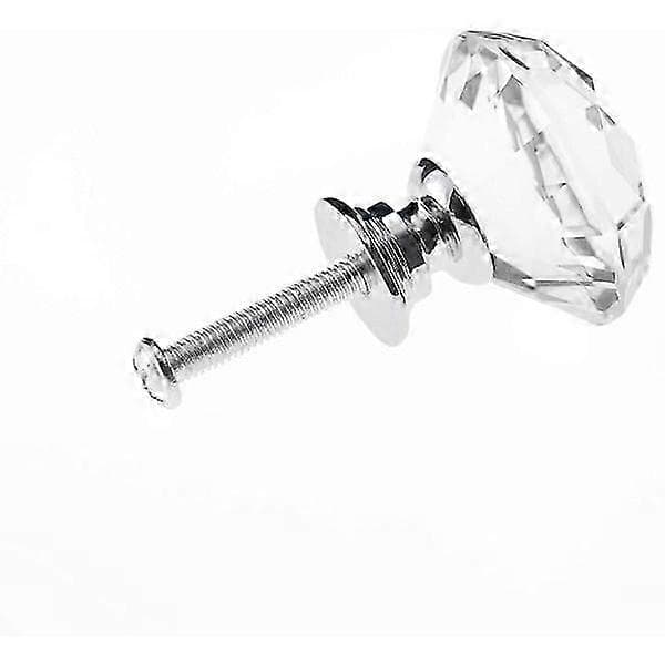 Diamantformede knopper i glas transparent/sølv 8 stk [MI]