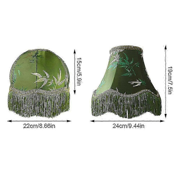[RM]Green Lampshade with Tassel, Retro Table Lamp Shade