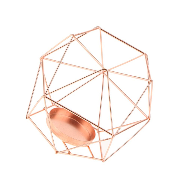 Ljusstake Geometrisk Ljusstake 3D Geometrisk Ljusstake Bröllop Roséguld