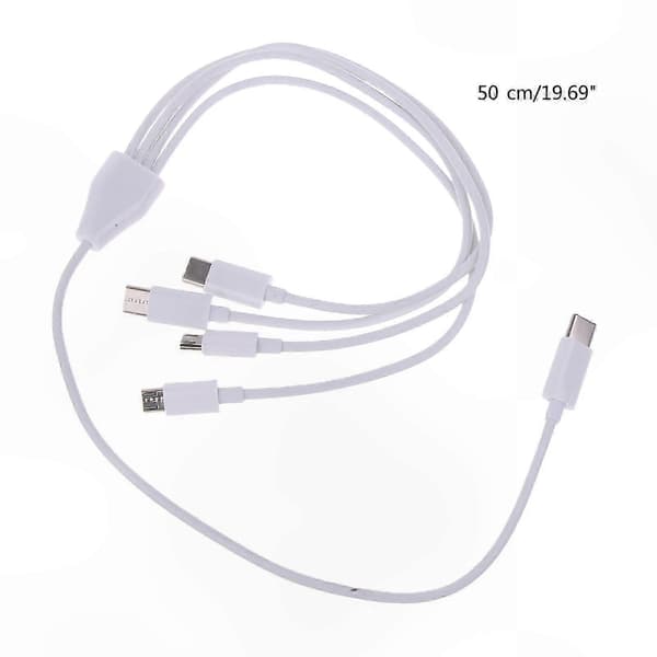 Hvid 4-i-1 USB C-opladerkabel med Micro USB-stik til telefon- og tablet-enheder Black