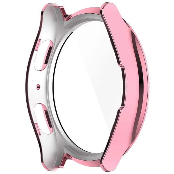 PC-klockfodral med strassdekor och integrerat härdat glas för Samsung Galaxy Watch7 40mm Electroplating Pink