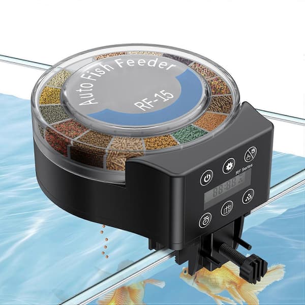 Automatisk fiskefoderautomat til akvarium, automatisk ferietimer, justerbar foderdispenser, smart automatisk akvariefiskefoderautomat 15x7ml
