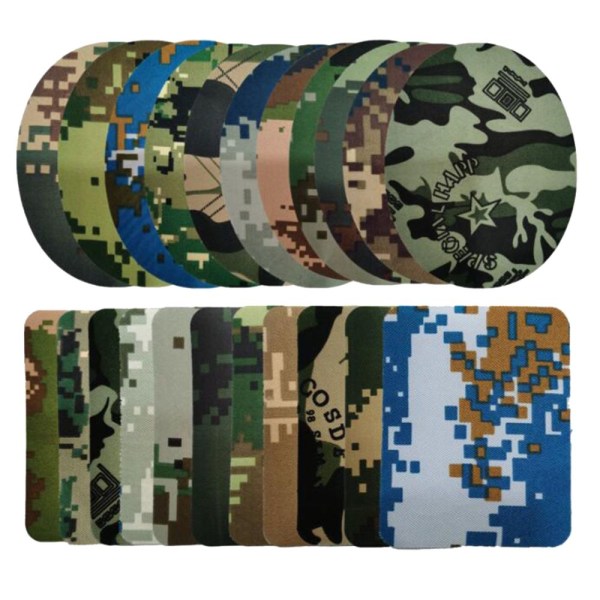 Gör-det-själv påstrykningsplåster Denim Jean Applique Stickers No Sy 22 delar Kamouflage