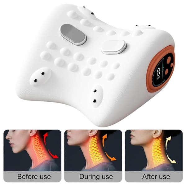 Cervical Massagepude – Ergonomisk & 3 Tilstande – til Bølgevibration & Varmeterapi Black