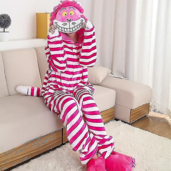 Vuxen Cheshire Cat Tecknad Heldräkt Pyjamas Herr- och Dam Hemmakläder Rollspelsdräkter M-160cm