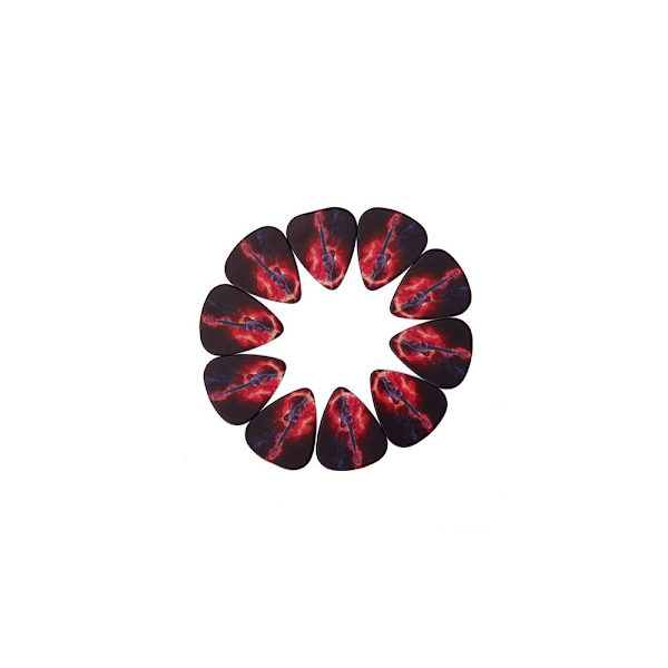 10 st Gitarrplektrum med Flammotiv 0,71 mm