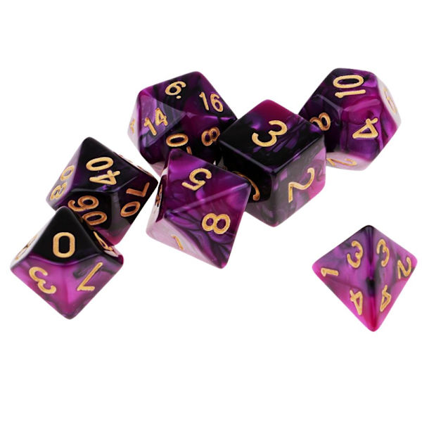 7 st Polyedriska Tärningar För Dungeons u0026 Dragons Tärningsspel Leksak Lila Svart
