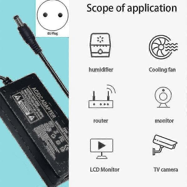 EU-plugg universell DC5525 AC 100V-240V til DC 24V 3A strømbryter PXCL