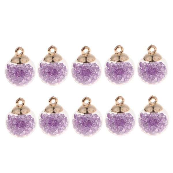 10 st Kristallglasboll Berlocker Glänsande Strass Smycke Hänge Lila