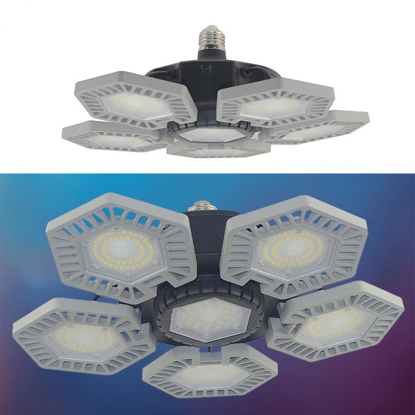 Garage Taklampor E27 6 Glödlampor Deformerbara Vikbara LED-paneler 160W Grå