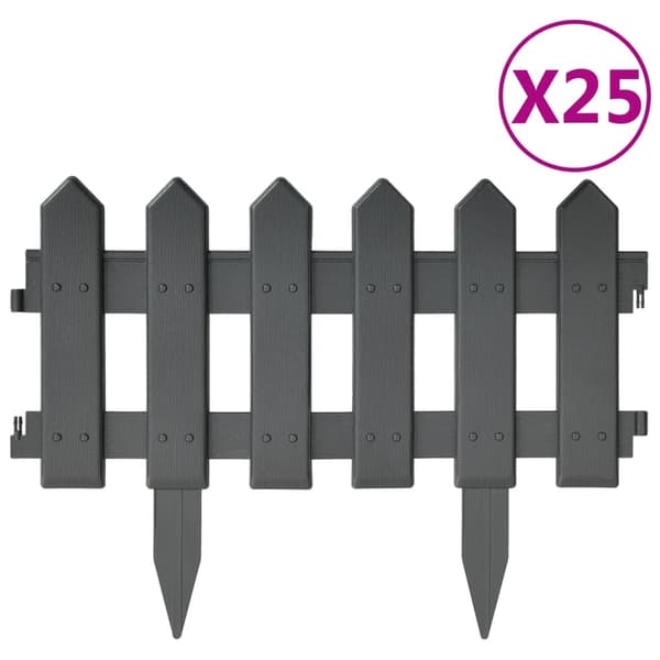 vidaXL Bedkant 25 deler antrasitt 10 mm PP Antracit silver