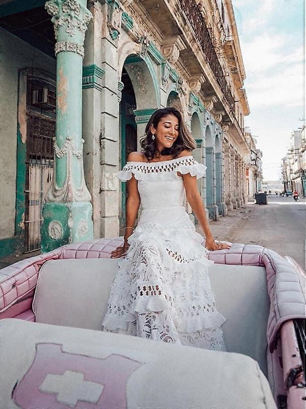 Dame Off Shoulder Flæse Festkjoler Side Slids Maxi Kjole