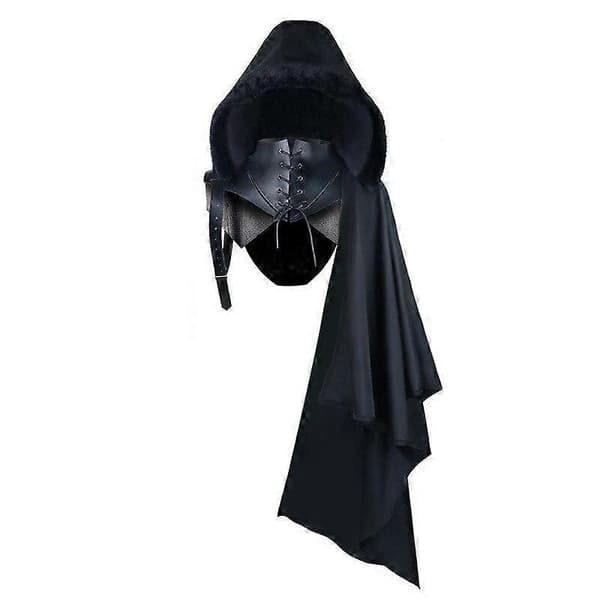 Luxora Retro Punk Middelaldersk Ridder Hettekappe Høst Vinter Gotisk Kostyme Halloween Festdekorasjon Black S