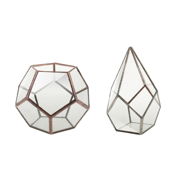 Geometrisk Guld Glas Terrarium Vas