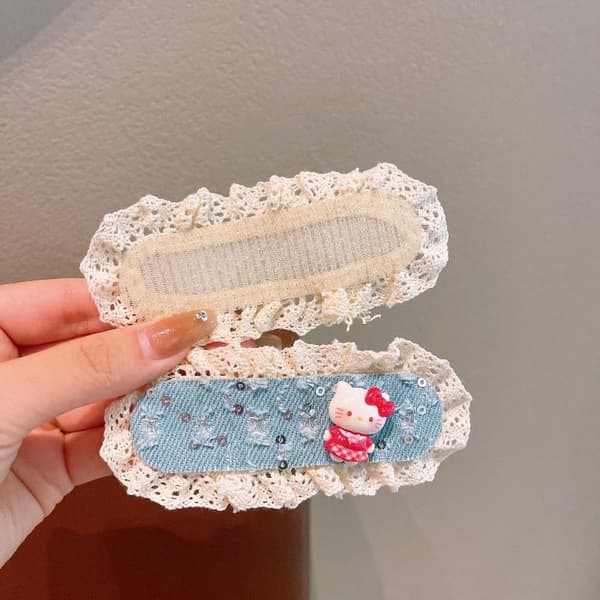 2 pcs children's lace broken hair bangs sticker cute little flora A1