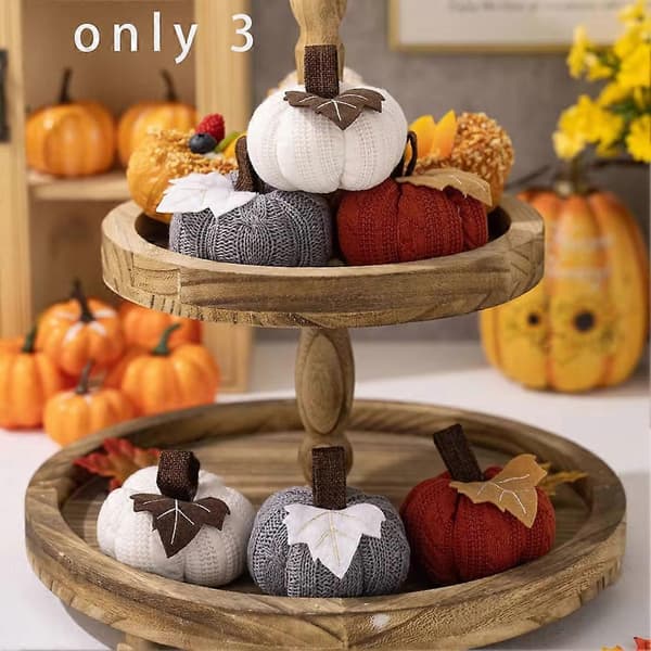 Vevde gresskarpynt egnet for Thanksgiving høstfest brettdekorasjon simulert gresskar Orange&gray&white