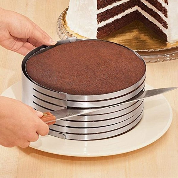 Ringskärare Layer Cake Slicer, Justerbar Ring 7 Layer Mousse, För att enkelt skära tårtbottnar, Gör-det-själv runda brödbakpanna