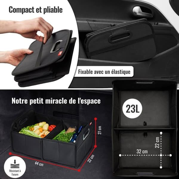 Compact and Foldable Car Trunk Storage Box - Waterproof Interior Accessory - Suitable for Sedans - 32 × 23 × 47 cm