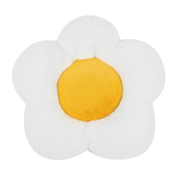 [RM] Car Back Cushion Plush Non-slip Cute Warm Holding Car Accessories Frangipani Pattern