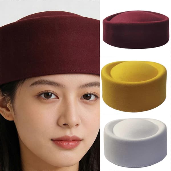 Fransk bowlerhat i uld, behageligt åndbart design til koncerter, kunstudstillinger og udendørsaktiviteter, vintervarme, bordeaux Claret