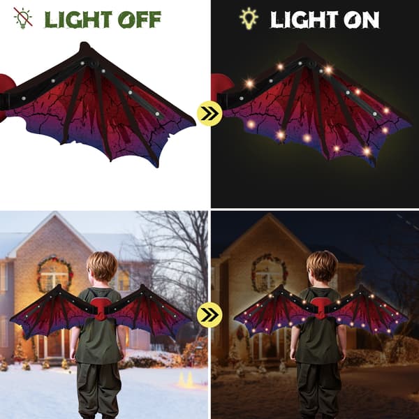 [RM]Electric Luminous Wings, Moving Dragon Wings Flapping with Sound Effects (Black)